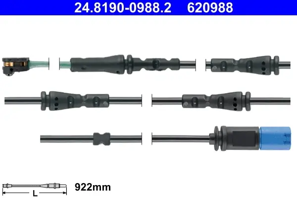 Датчик зносу гальмівних колодок (задніх) BMW 5 (G30/F90)/7 (G11/G12) 15- (L=922mm) 24.8190-0988.2 ATE 24-8190-0988-2 (фото 1)