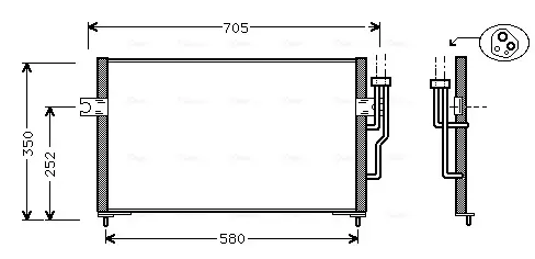 Конденсатор кондиціонера MITSUBISHI CARISMA (DA) (95-) (вир-во AVA) AVA COOLING MT5100 (фото 1)