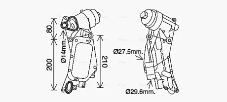 Радіатор масляний OPEL Zafira 1.8 05- в сборі (вир-во AVA) AVA COOLING OL3684H