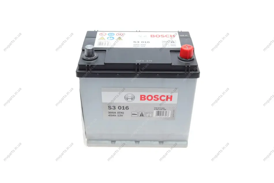 Акумуляторна батарея 45Ah/300A (219x135x222/+R/B01) Азія 0 092 S30 160 BOSCH 0-092-S30-160 (фото 1)