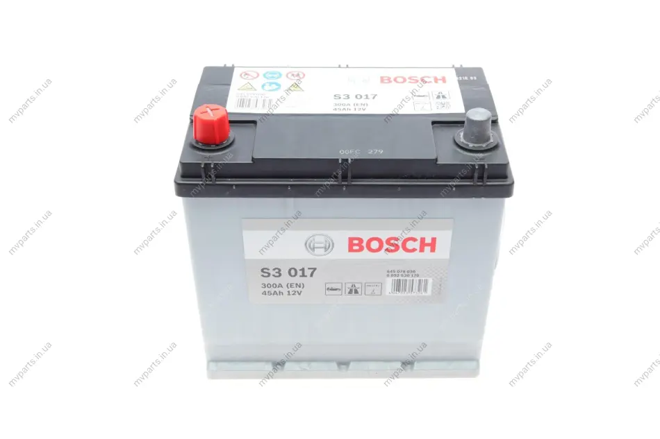 Акумуляторна батарея 45Ah/300A (219x135x222/+L/B01) Азія 0 092 S30 170 BOSCH 0-092-S30-170 (фото 1)
