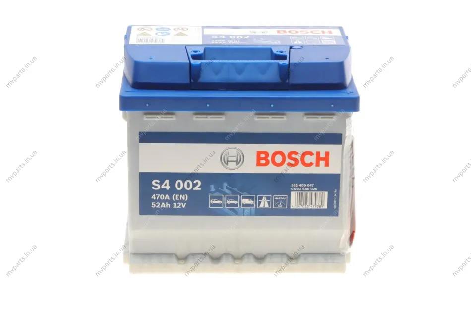 Акумуляторна батарея 52Ah/470A (207x175x190/+R/B13) S4 0 092 S40 020 BOSCH 0-092-S40-020 (фото 1)