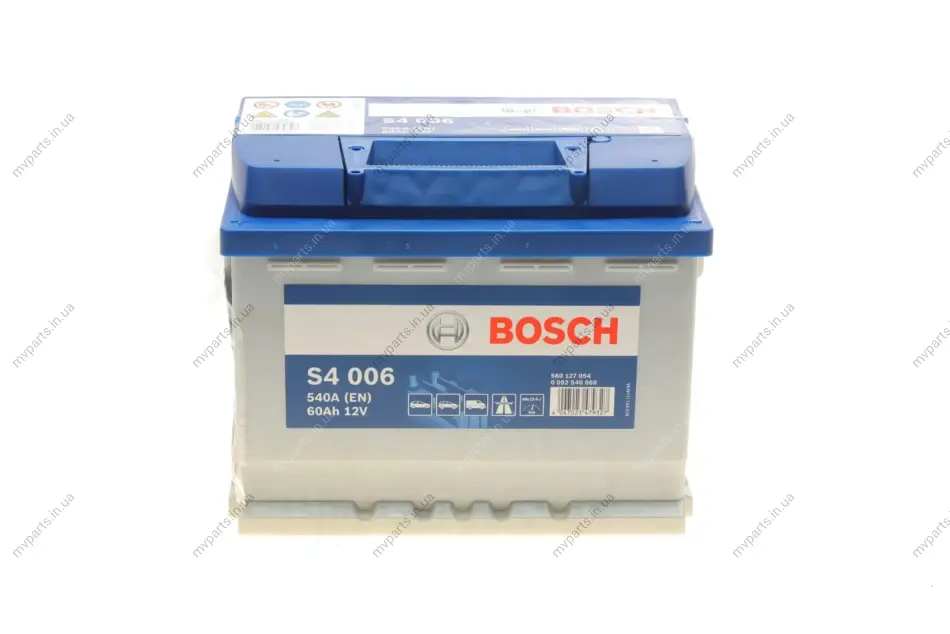 Акумуляторна батарея 60Ah/540A (242x175x190/+L/B13) S4 0 092 S40 060 BOSCH 0-092-S40-060 (фото 1)