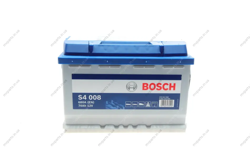 Акумуляторна батарея 74Ah/680A (278x175x190/+R/B13) 0 092 S40 080 BOSCH 0-092-S40-080 (фото 1)