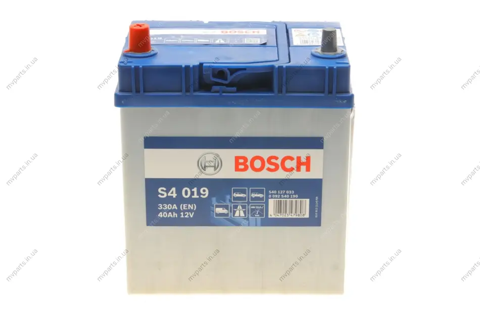 Акумуляторна батарея 40Ah/330A (187x127x227/+L/B00) Азія 0 092 S40 190 BOSCH 0-092-S40-190 (фото 1)
