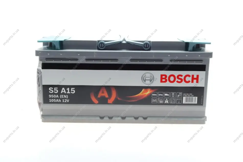 Акумуляторна батарея 105Ah/950A (394x175x190/+R/B13) (Start-Stop AGM) 0 092 S5A 150 BOSCH 0-092-S5A-150 (фото 1)