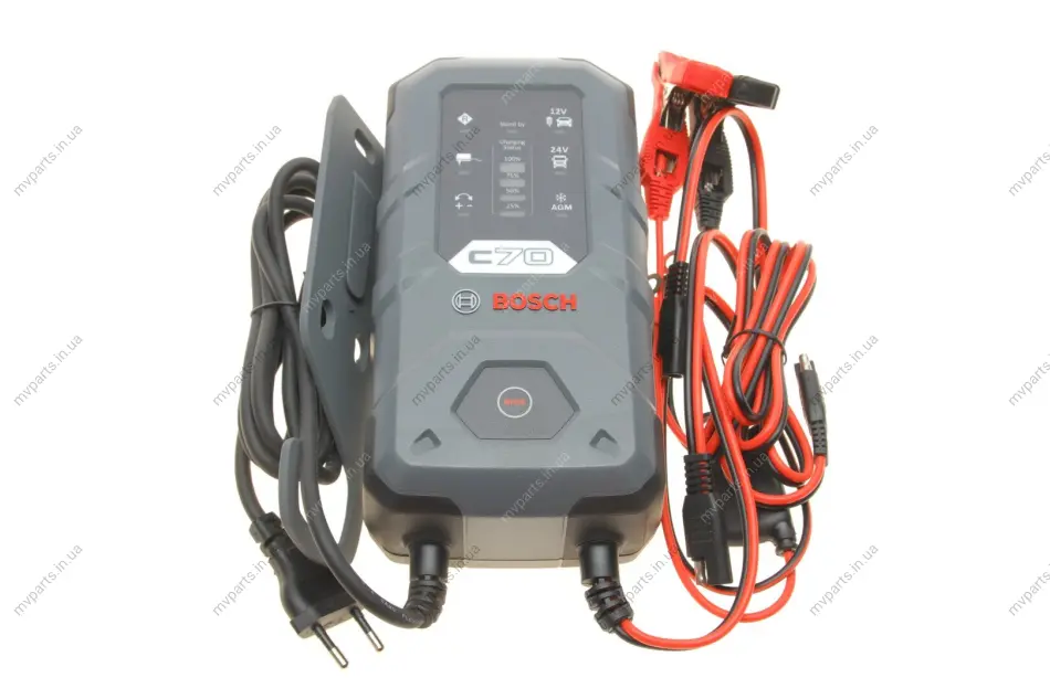 Зарядний пристрій C70 (12V/24V) (14Ah до 300Ah) 10A (EFB/GEL/VRLA/AGM) з підтримкою заряду 0 189 911 070 BOSCH 0-189-911-070 (фото 1)