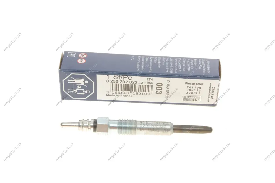 Свічка розжарювання VW/Audi 1.9/2.5TDI 0 250 202 022 BOSCH 0-250-202-022 (фото 1)
