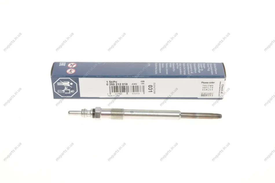 Свічка розжарювання VW Passat/Audi A4/A6 2.5TDI 98- (12V) 0 250 212 018 BOSCH 0-250-212-018 (фото 1)