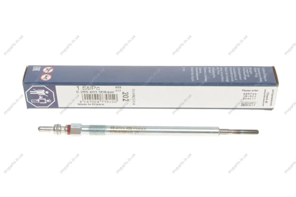 Свічка розжарювання MB Sprinter 906/Vito (W639) 3.0CDI OM642 (4.4V) 0 250 403 008 BOSCH 0-250-403-008 (фото 1)