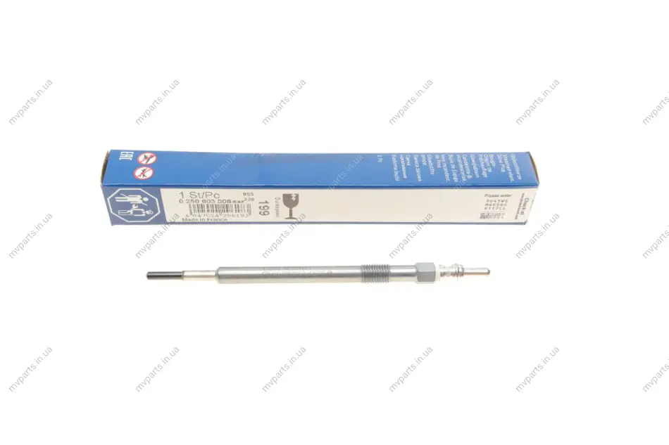 Свічка розжарювання Volvo 2.4D/2.7D/3.6TD 07.01- (7V) (8Mx1.0) 0 250 603 008 BOSCH 0-250-603-008 (фото 1)
