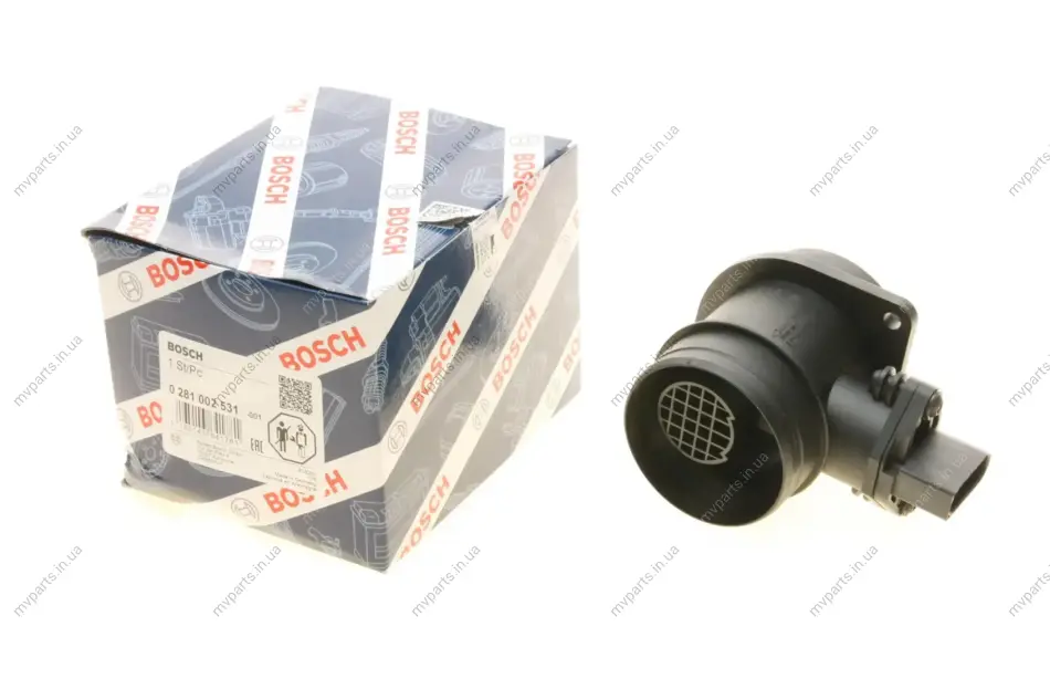 Расходомер повітря VW T5/Caddy III 1.9TDI/SDI 03- 0 281 002 531 BOSCH 0-281-002-531 (фото 1)