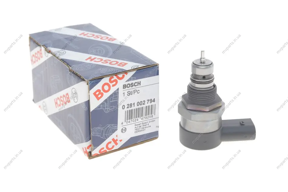 Клапан редукційний рейки паливної MB Sprinter (906)/Vito (W639)/Crafter 2.5TDI 06- 0 281 002 794 BOSCH 0-281-002-794 (фото 1)