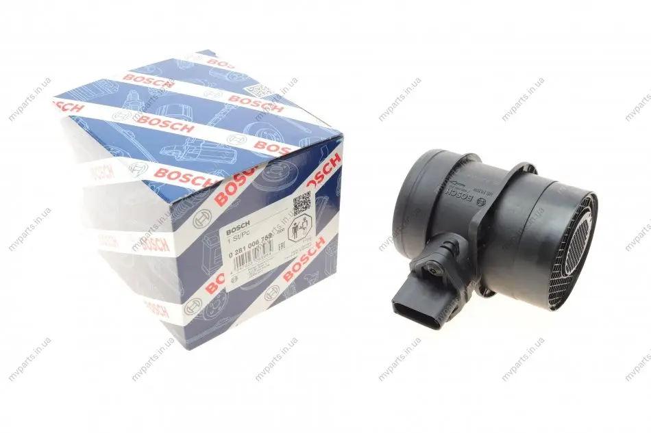 Витратомір повітря VW T5 2.5TDI/Caddy 2.0TDI/LT 2.8TDI/CDI 97-09 0 281 006 759 BOSCH 0-281-006-759 (фото 1)