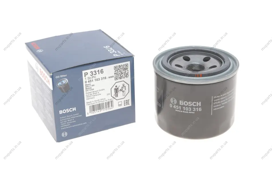 Фільтр масляний Mitsubishi Pajero 1.8-3.5 V6 94- 0 451 103 316 BOSCH 0-451-103-316 (фото 1)