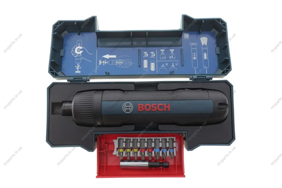 Шуруповерт акумуляторний Bosch GO (2,5-5 Nm/3.6V) 360 об./Макс /d=6,35мм (+ кейс з бітами) 0 601 9H2 201 BOSCH 0-601-9H2-201 (фото 1)