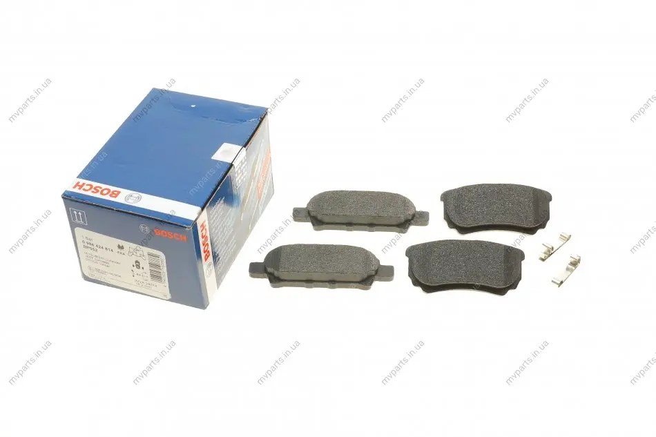 Колодки гальмівні (задні) Mitsubishi Outlander/Lancer 1.3-2.4 01- (Akebono) 0 986 424 814 BOSCH 0-986-424-814 (фото 1)