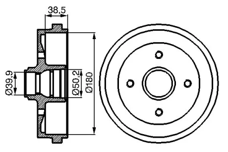 Барабан гальмівний (задній) Audi/VW -04 (180x39) 0 986 477 002 BOSCH 0-986-477-002