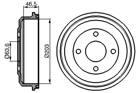 Барабан гальмівний (задній) Ford Mondeo I/II 93-00 (203x46.6) 0 986 477 054 BOSCH 0-986-477-054