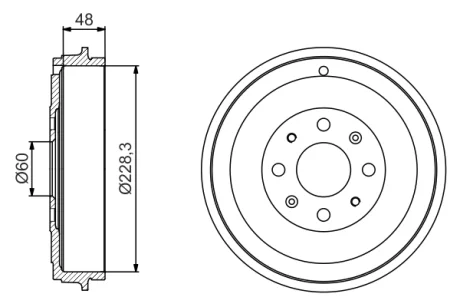 Барабан гальмівний (задній) Fiat Punto/Opel Corsa 05- (228,3х48) d=60mm 0 986 477 208 BOSCH 0-986-477-208