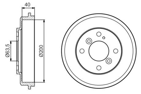 Барабан гальмівний (задній) Ford Fiesta VI 08- (200x40) 0 986 477 240 BOSCH 0-986-477-240