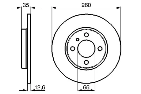 Диск гальмівний (передній) BMW 3 (E30) -91 M10/M40 (260x12.6) 0 986 478 029 BOSCH 0-986-478-029