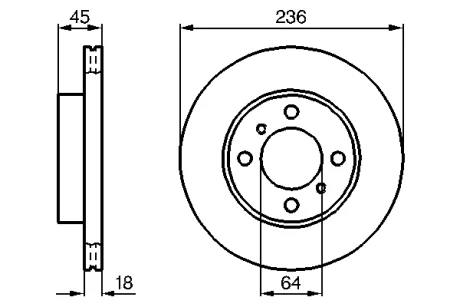 Диск гальмівний (передній) Mitsubishi Colt 91-05/Lancer 1.3-2.0 90-07 (236x18) 0 986 478 572 BOSCH 0-986-478-572