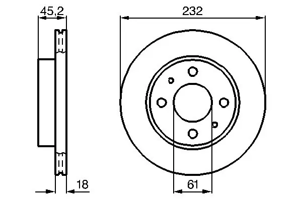 Диск гальмівний (передній) Nissan Almera 1.4 95-00 0 986 478 650 BOSCH 0-986-478-650 (фото 1)