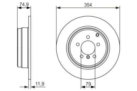 Диск гальмівний (задній) Land Rover Range Rover 02-12 (354x12) 0 986 479 612 BOSCH 0-986-479-612