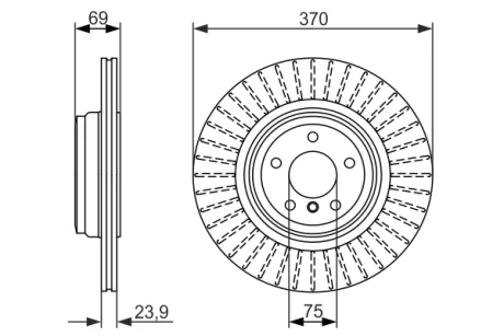 Диск гальмівний (задній) BMW 5 (F07/F11)/7 (F01/F02/F03/F04) 08-17 (370x24) (з покрит.) (вентил.) 0 986 479 730 BOSCH 0-986-479-730