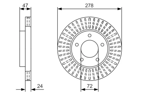 Диск гальмівний (передній) Ford Meverick/Escape 01- (278x24) 0 986 479 A52 BOSCH 0-986-479-A52