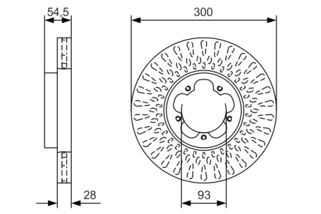 Диск гальмівний (передній) Ford Transit V347 06-14 (300x28) 0 986 479 B11 BOSCH 0-986-479-B11