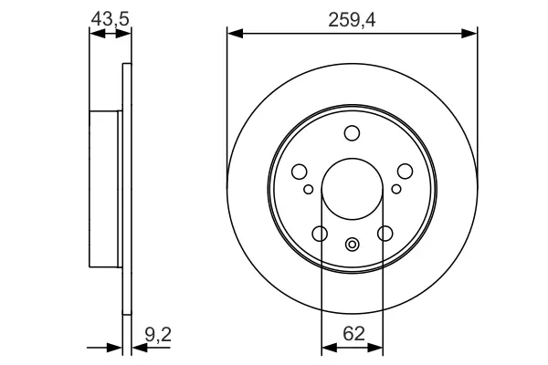 Диск гальмівний (задній) Suzuki Vitara 15-/ SX4 13-/ Swift 10- (259х9) 0 986 479 C44 BOSCH 0-986-479-C44 (фото 1)
