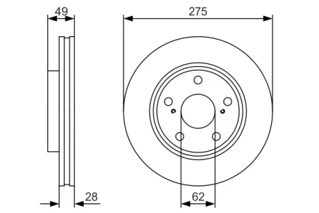 Диск гальмівний (передній) Toyota Camry 2.2-3.0 91-06 (274.8x28) 0 986 479 R58 BOSCH 0-986-479-R58