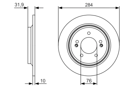 Диск гальмівний (задній) Hyundai Sonata 2.4 10-15 (284x10) 0 986 479 V09 BOSCH 0-986-479-V09