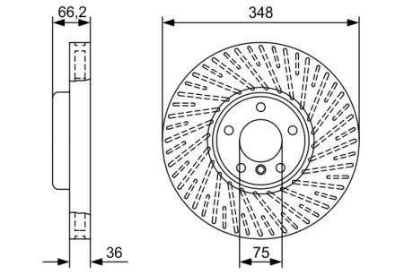 Диск гальмівний (передній) BMW 5 (F10/F11)/6 (F12/F13)/7 (F01-F04) 10- (348x36) (R)(з покр.)(вентил.) 0 986 479 W20 BOSCH 0-986-479-W20