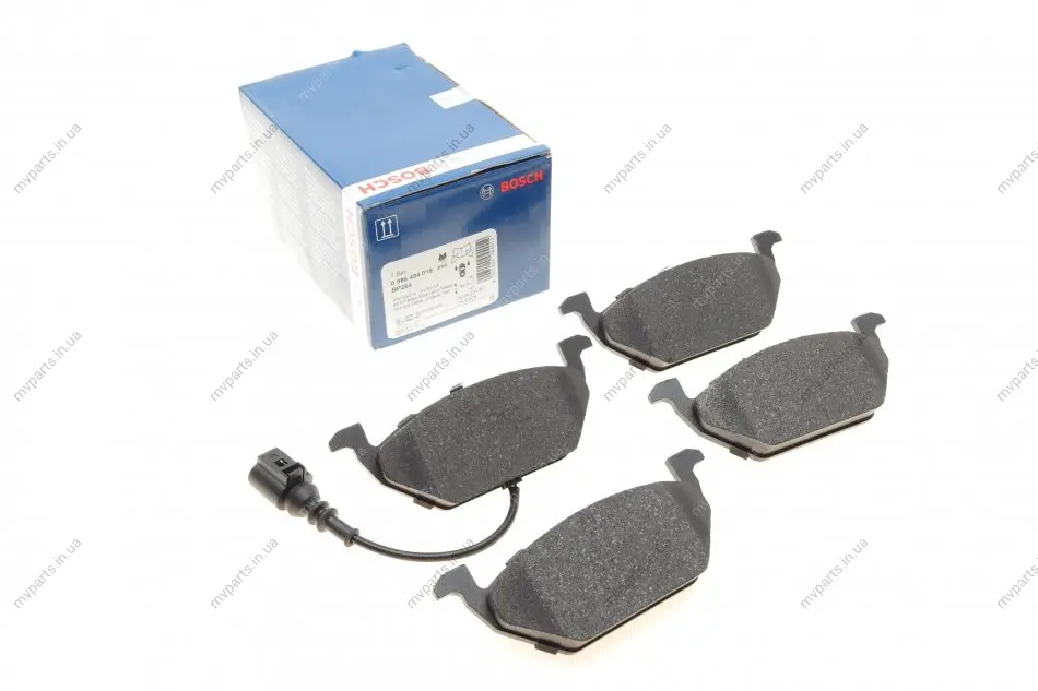 Комплект гальмівних колодок (передніх) Audi A3/Skoda Octavia 96-13/Fabia 99-/VW Caddy/Golf 96-15 (+датчик) 0 986 494 019 BOSCH 0-986-494-019 (фото 1)