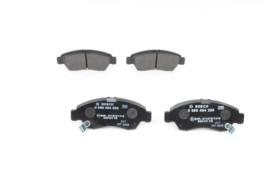 Колодки гальмівні (передні) Honda Civic V/VI 91-01/Jazz 02-08 0 986 494 299 BOSCH 0-986-494-299 (фото 1)