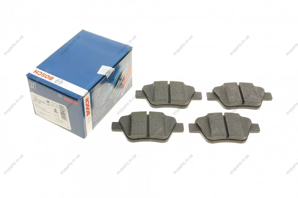 Колодки гальмівні (задні) Audi A3/Skoda Octavia/SuperB/Yeti/VW Caddy/Touran/Golf/Passat B7/B8 04- 0 986 494 416 BOSCH 0-986-494-416 (фото 1)
