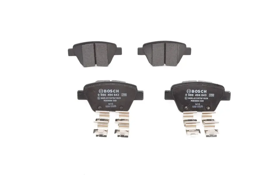 Колодки гальмівні (задні) Audi A3/Skoda Octavia/SuperB/Yeti/VW Caddy/Touran/Golf/Passat B7/B8 04- (к-кт) 0 986 494 643 BOSCH 0-986-494-643 (фото 1)