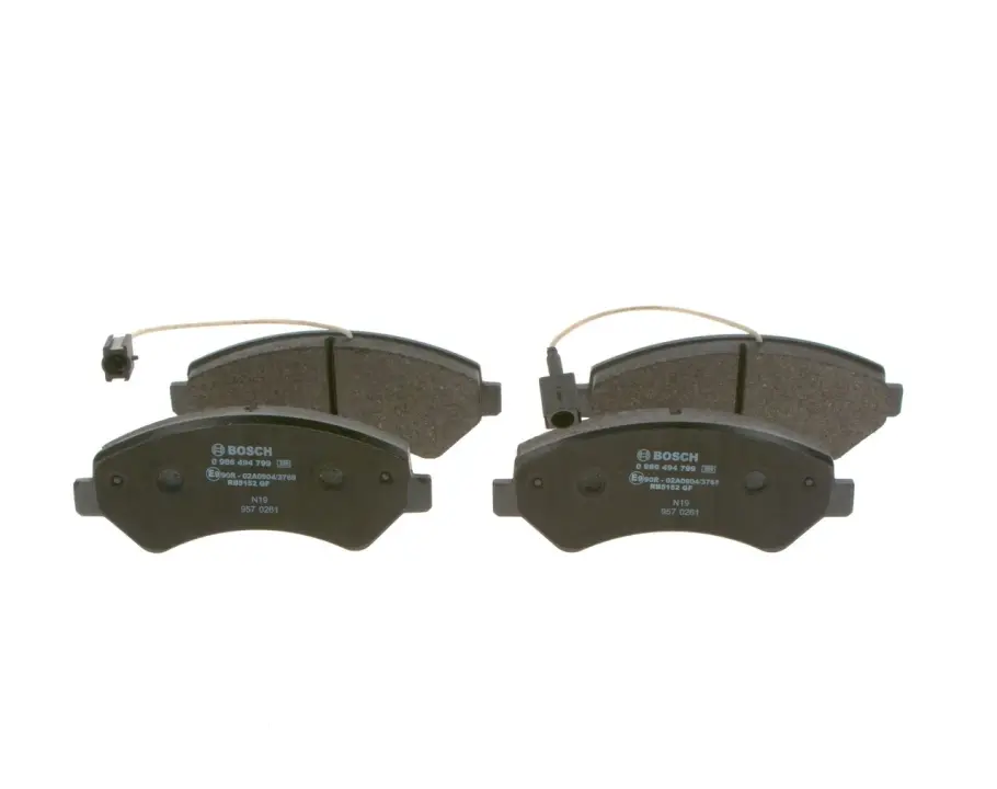 Колодки гальмівні (передні) Citroen Jumper/Fiat Ducato/Peugeot Boxer 2.0-3.0HDi 06- R16(з датчиком) 0 986 494 799 BOSCH 0-986-494-799 (фото 1)