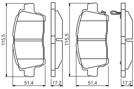 Колодки гальмівні (передні) Toyota Corolla 01-08/Prius 00-04/Yaris 99-05 0 986 495 242 BOSCH 0-986-495-242