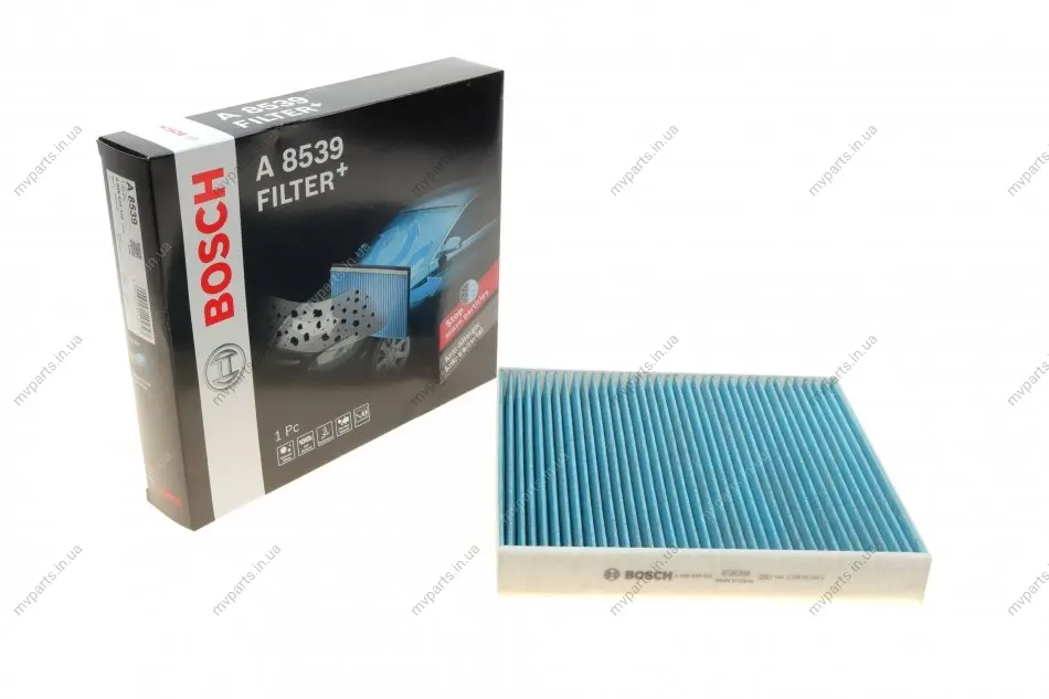 Фільтр салону Skoda Fabia/Roomster/VW Polo 99-10 (вугільний/антиалергенний) 0 986 628 539 BOSCH 0-986-628-539 (фото 1)