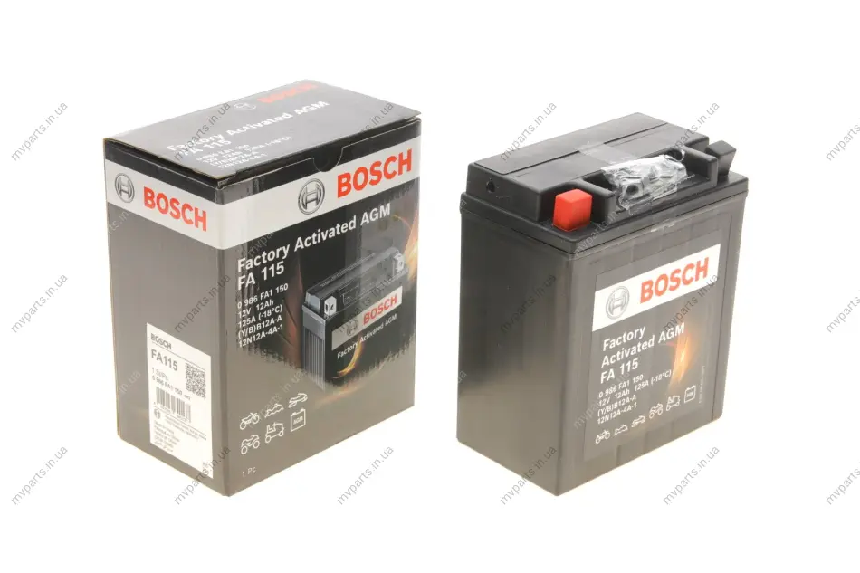 Акумуляторна батарея 12Ah/125A (134х81х160/+L/B0) (мото) Factory Activated AGM 0 986 FA1 150 BOSCH 0-986-FA1-150 (фото 1)