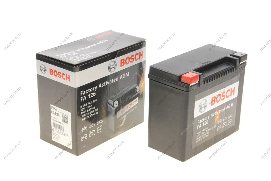 Акумуляторна батарея 18Ah/310A (176x89x154/+L/B0) (AGM) Factory Activated AGM 0 986 FA1 260 BOSCH 0-986-FA1-260 (фото 1)