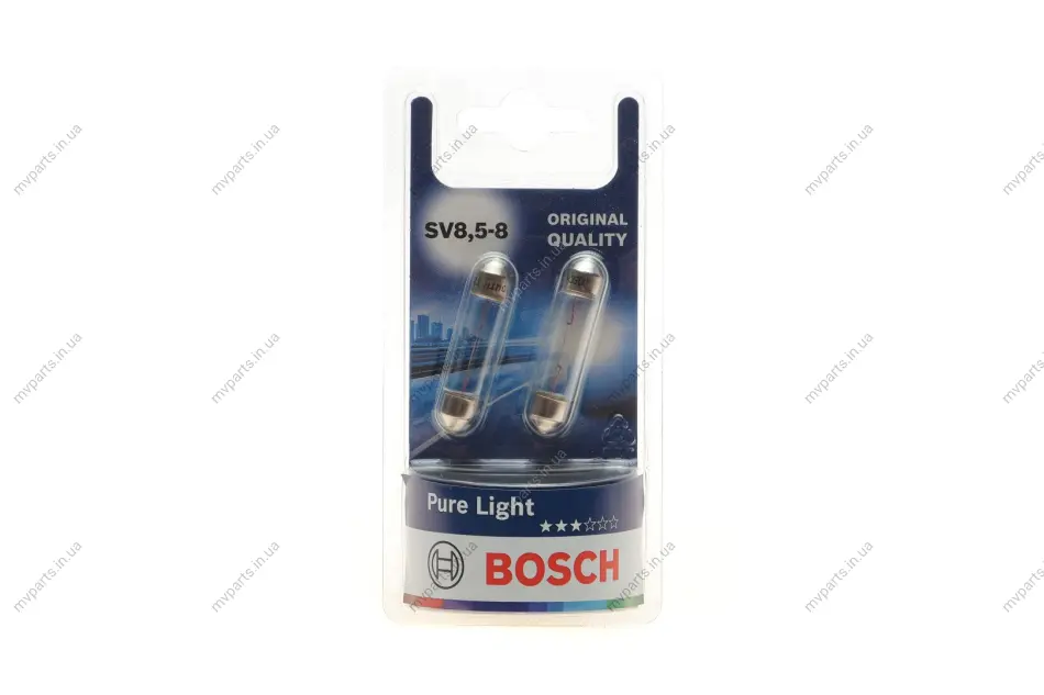 Автолампа C10W 12V 10W SV8.5-8 Pure Light (blister/К-кт 2 шт.) 1 987 301 014 BOSCH 1-987-301-014 (фото 1)