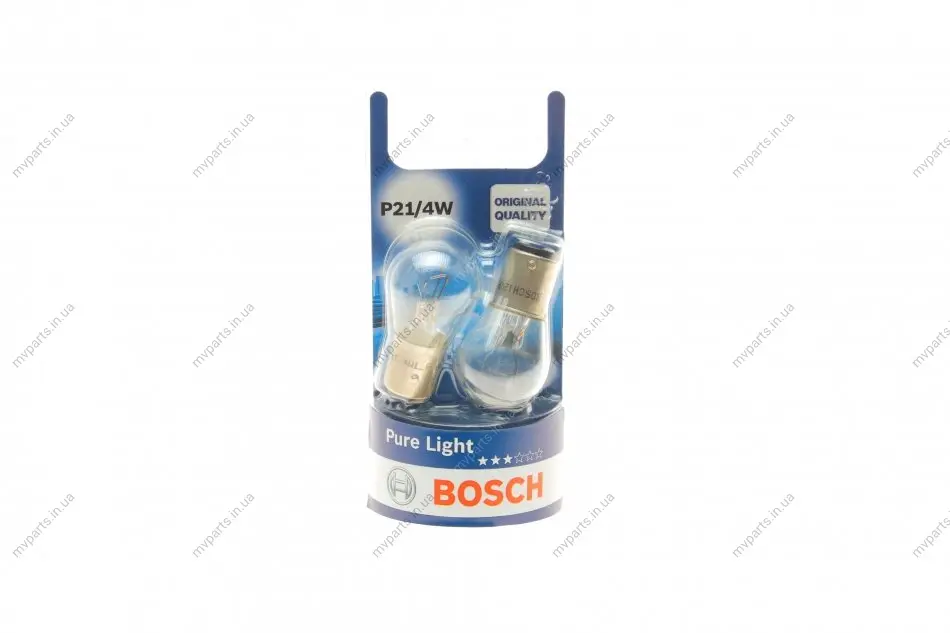 Автолампа P21/4W 12V 21/4W BAZ15d Pure Light 1 987 301 015 BOSCH 1-987-301-015 (фото 1)