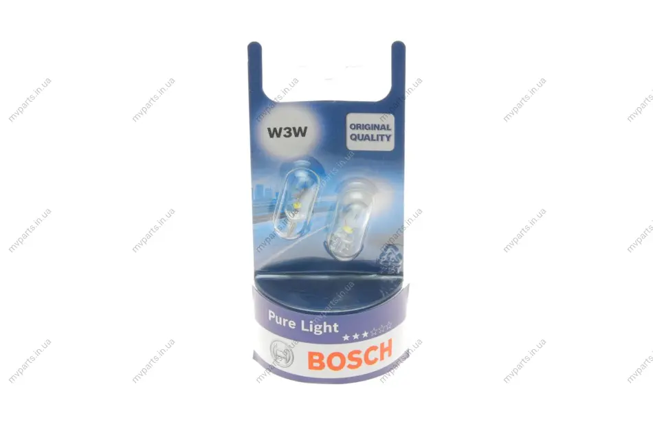 Автолампа W3W 12V 3W W2.1x9.5d Pure Light (без цоколя) (блістер/2шт.) 1 987 301 028 BOSCH 1-987-301-028 (фото 1)
