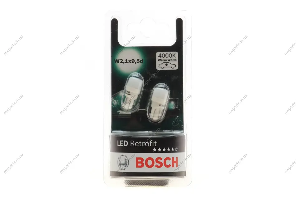 Автолампа W5W 12V 1W W2.1x9.5d LED Retrofit BL (4000K) (к-кт 2шт) 1 987 301 506 BOSCH 1-987-301-506 (фото 1)