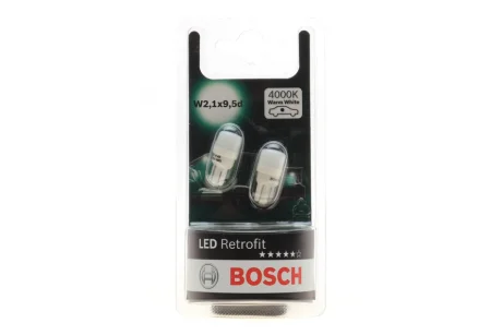 Автолампа W5W 12V 1W W2.1x9.5d LED Retrofit BL (4000K) (к-кт 2шт) 1 987 301 506 BOSCH 1-987-301-506